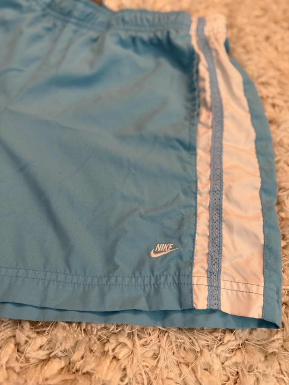 Nike Blue Athletic Shorts with White Side Panels